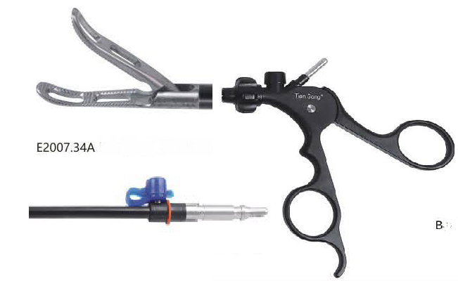 Ухоплюючий затискач, щипці Кроче-олмі тип лижа фенестрована (вставка 360 мм, оболонка, ручка), шлунковий, оберт 360 град, діам 5 мм, довж 330 мм х 22 мм